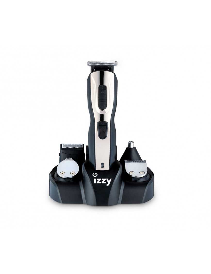 Izzy 10in1 PG-100 Plus Σετ Επαναφορτιζόμενης Κουρευτικής Μηχανής Black/Silver